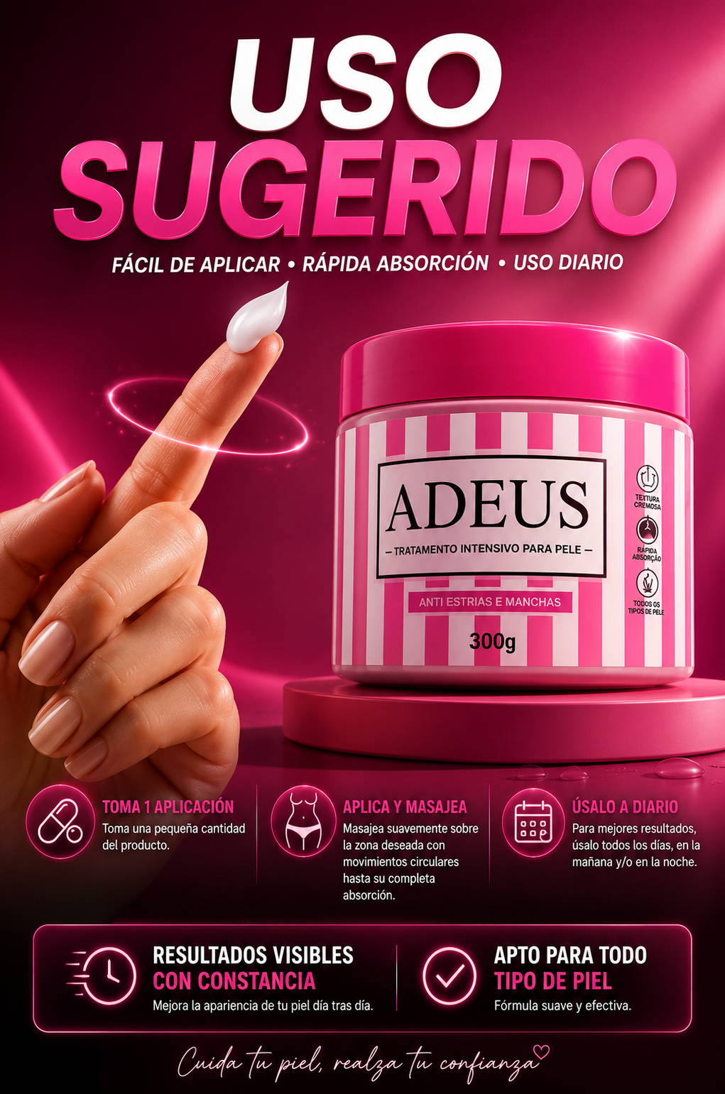 ADEUS™ – Crema Intensiva Anti Estrías y Manchas para una Piel Más Uniforme