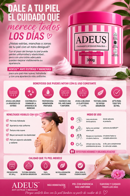 ADEUS™ – Crema Intensiva Anti Estrías y Manchas para una Piel Más Uniforme